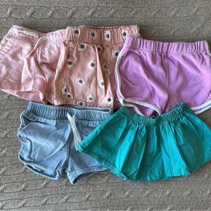 EUC Cat & Jack 5pc Baby Girl Shorts Bundle, 18 Months